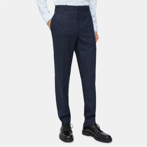 Theory Slim Pant in Checked Wool-Cotton