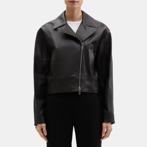 Theory Cropped Moto Jacket in Leather