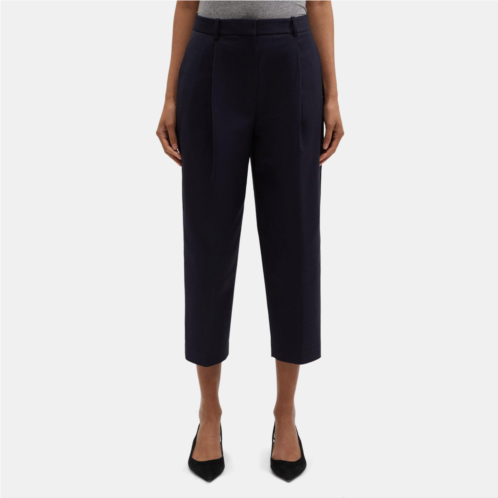 Theory Pleated Carrot Pant in Cotton-Blend