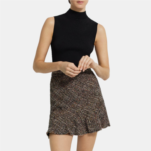 Theory Diagonal Mini Skirt in Wool-Blend Tweed