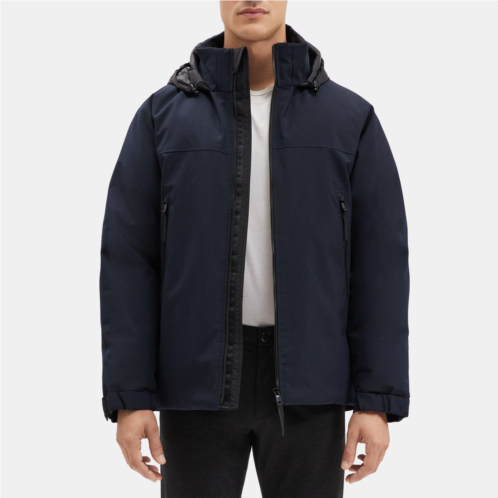 Theory Hooded Zip-Up Jacket in Bonded Wool-Blend