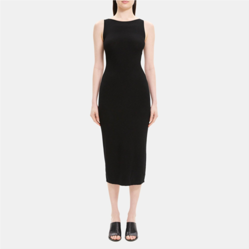 Theory Twisted Back Dress in Crepe Knit