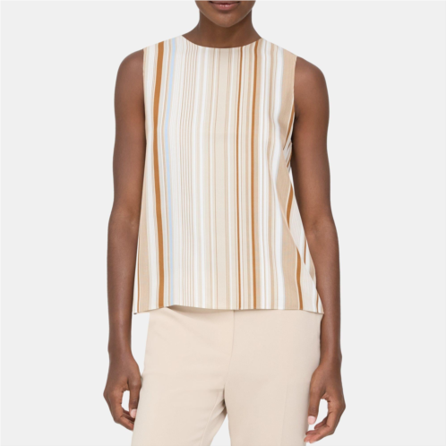 Theory Straight Shell Top in Striped Twill