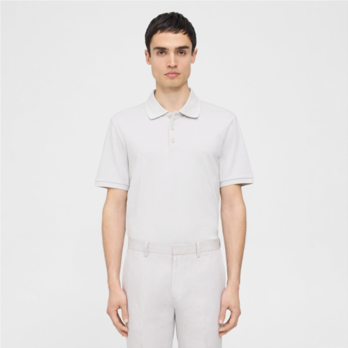 Theory Relaxed Polo Shirt in Striped Cotton Pique