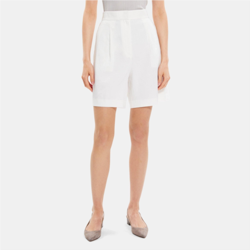 Theory Pleated Short in Linen-Blend
