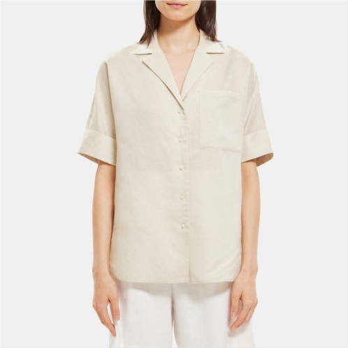 Theory Short-Sleeve Shirt in Linen-Tencel
