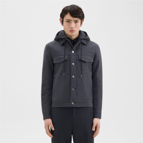 Theory Damien Hooded Jacket in Double-Face Wool Flannel