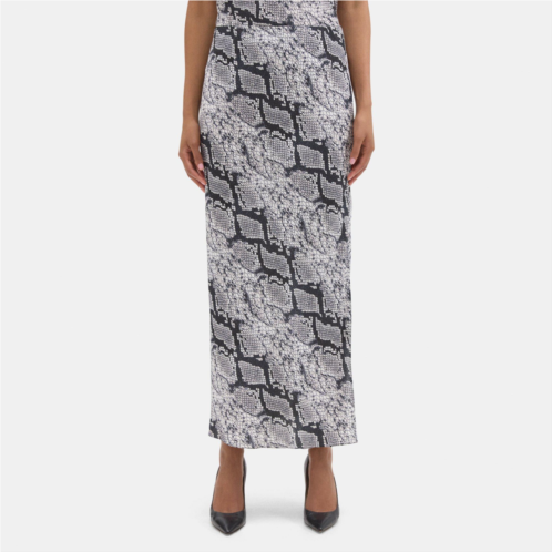 Theory Maxi Slip Skirt in Python-Printed Silk Georgette