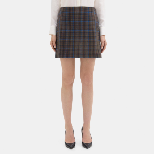 Theory Mini Skirt in Windowpane Wool-Blend