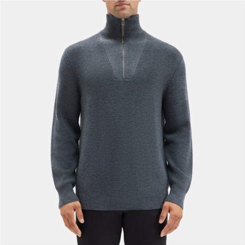 Theory Quarter-Zip Mock Neck Sweater in Merino Wool