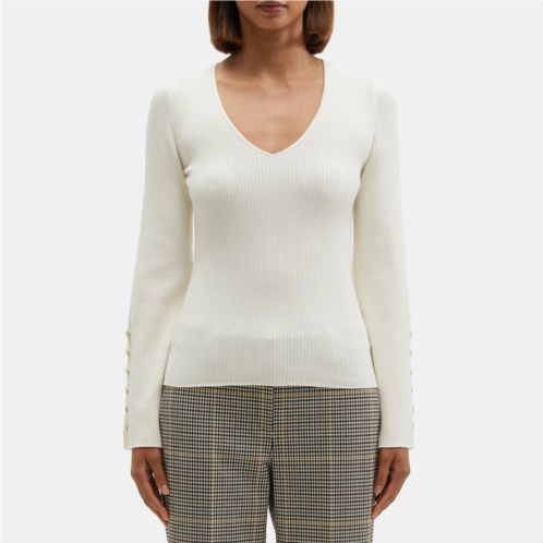 Theory Flared Sleeve Sweater in Fine Merino Wool