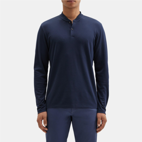Theory Long-Sleeve Henley in Cotton-Blend Pique