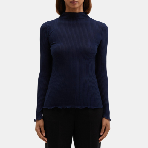 Theory Funnel Neck Tee in Silk-Cotton