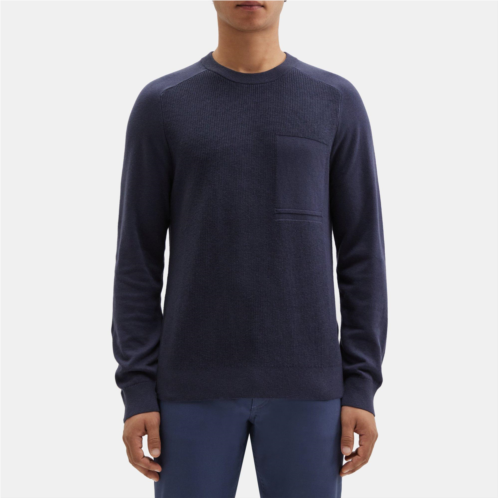 Theory Ribbed Crewneck Sweater in Cotton-Cashmere