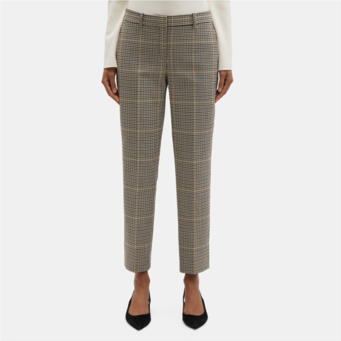 Theory Classic Crop Pant in Checked Wool-Blend