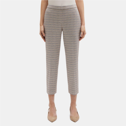 Theory Slim Cropped Pull-On Pant in Plaid Knit