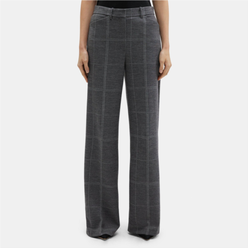 Theory Wide-Leg Pant in Checked Knit