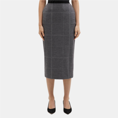 Theory High-Waist Pencil Skirt in Checked Knit