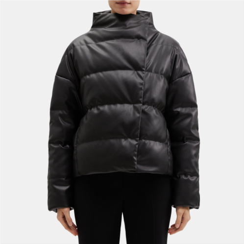 Theory Cropped Puffer Jacket in Faux Leather