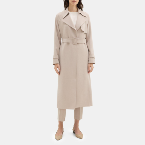 Theory Relaxed Long Trench Coat in Crepe