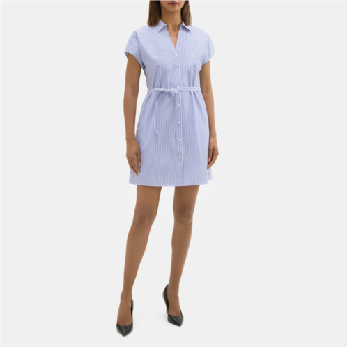 Theory Dolman Sleeve Shirt Dress in Striped Cotton-Blend