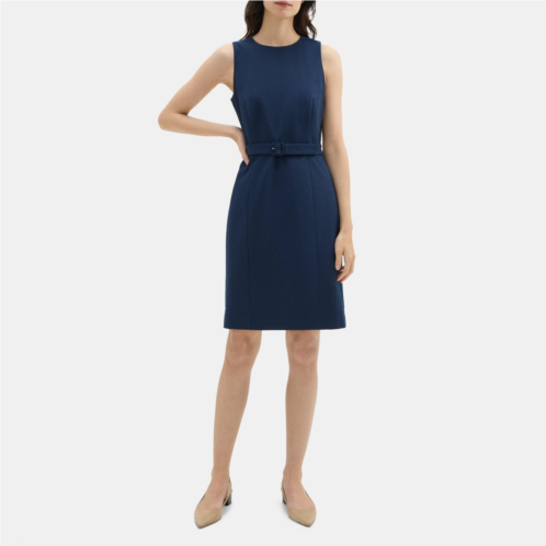 Theory Belted Sheath Dress in Cotton-Blend Twill