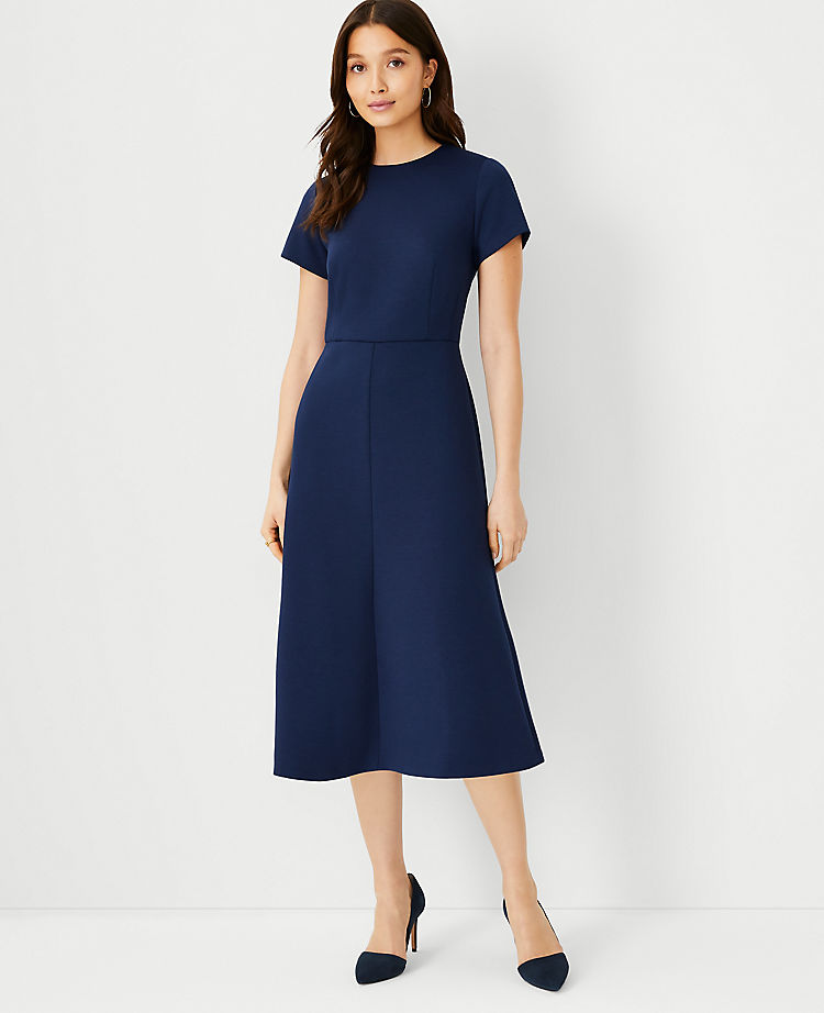 Anntaylor The Petite Midi Flare Dress in Double Knit