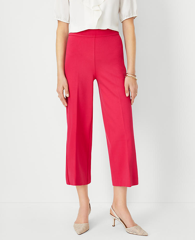 Anntaylor The Side Zip Wide Leg Crop Pant in Twill