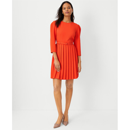 Anntaylor Pleated Belted Flare Dress