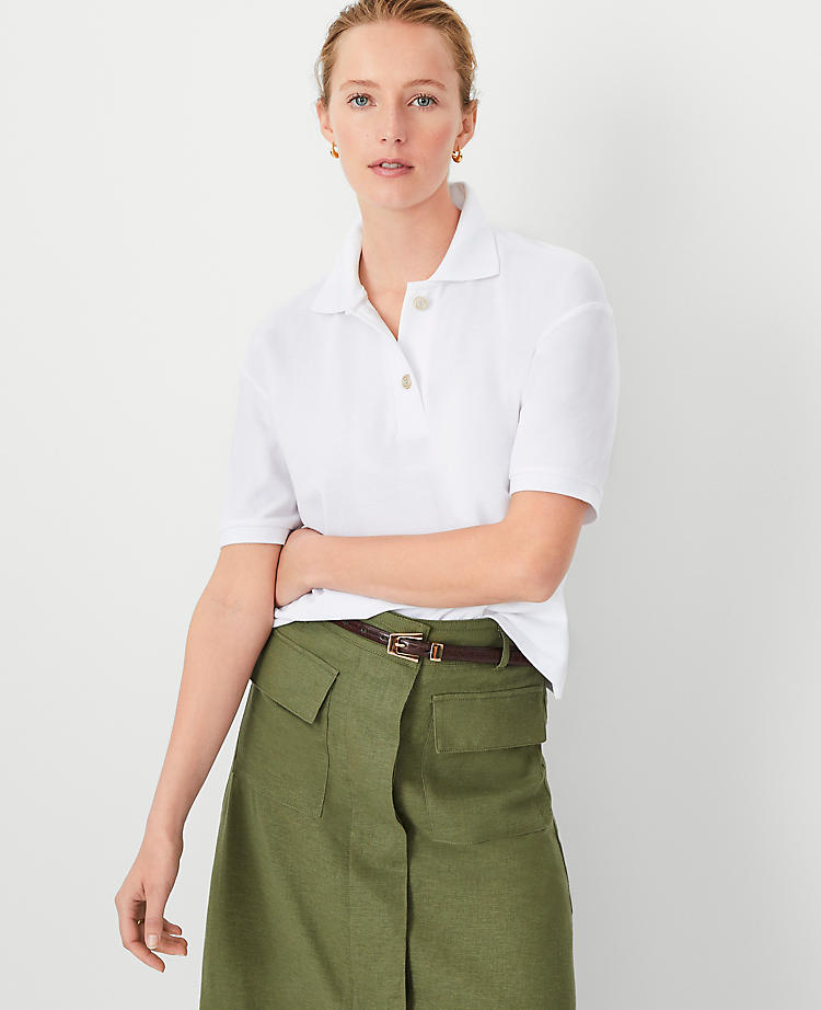 Anntaylor AT Weekend Cropped Polo Top