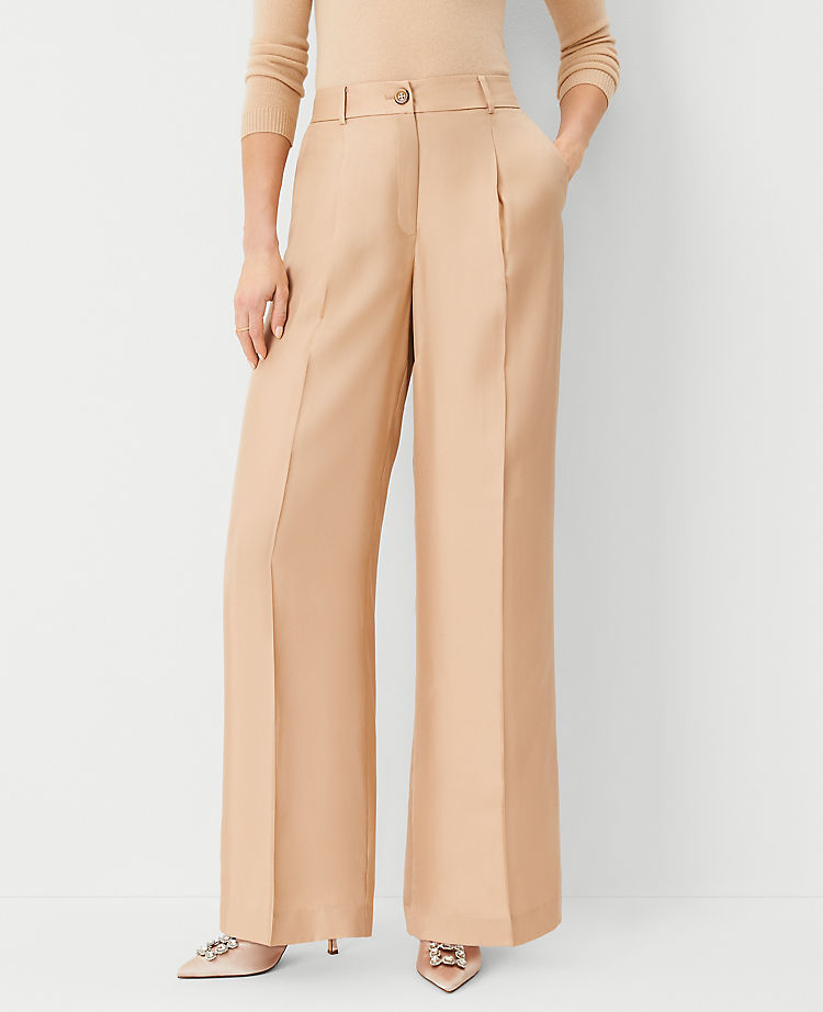 Anntaylor Studio Collection Pleated Wide Leg Pant in Silk