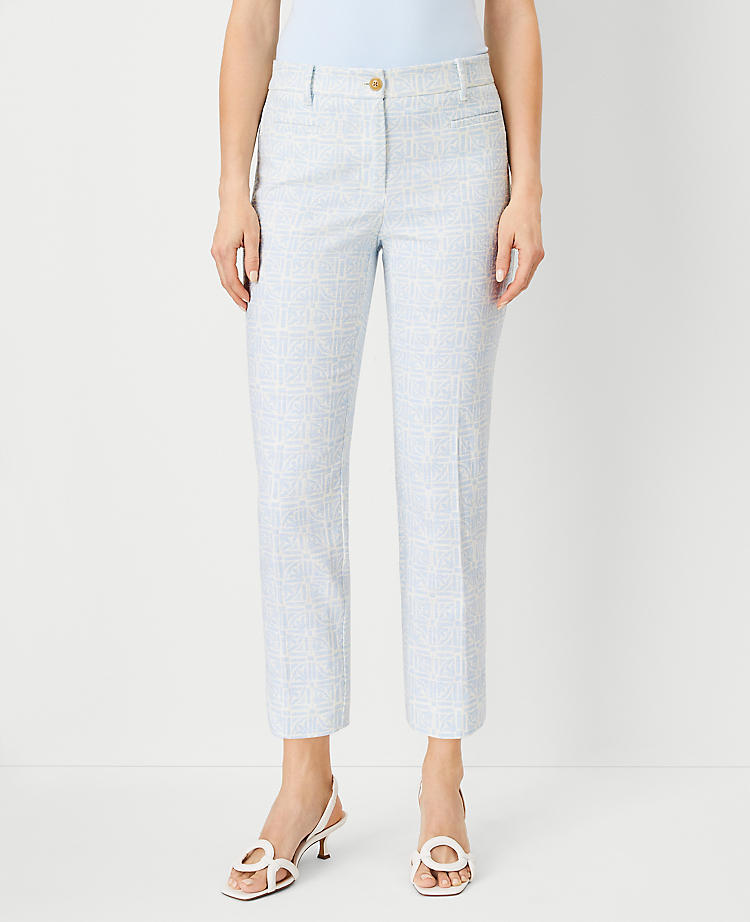 Anntaylor The Petite Cotton Crop Pant in Geo Texture - Curvy Fit