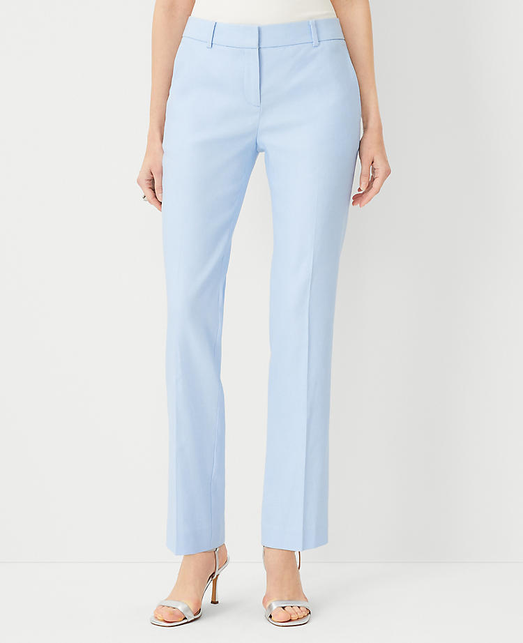 Anntaylor The Petite Mid Rise Straight Pant in Linen Twill - Curvy Fit