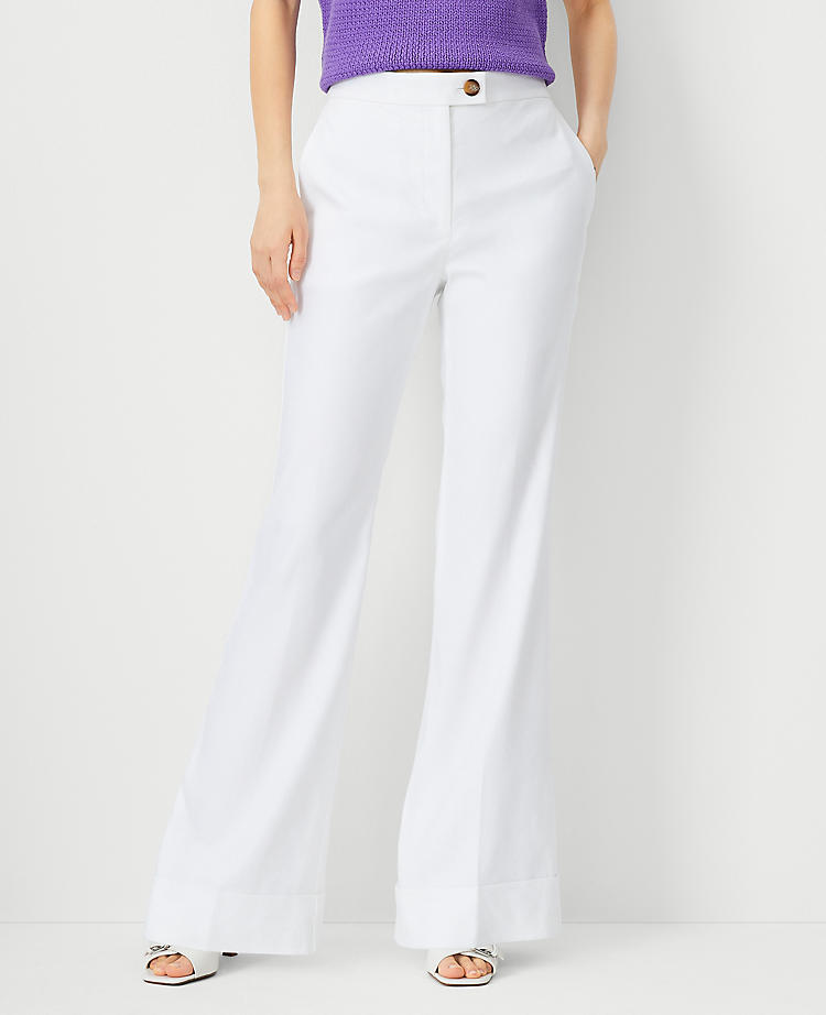 Anntaylor The Petite Tab Waist Cuffed Trouser Pant in Linen Twill
