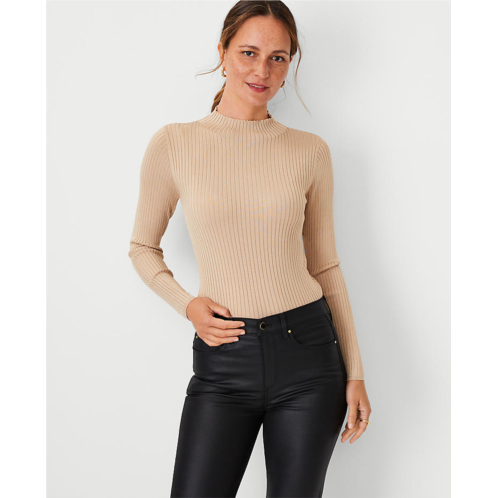 Anntaylor Petite Silky Ribbed Mock Neck Sweater