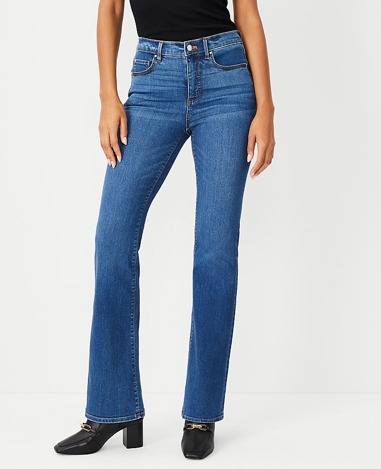 Anntaylor Mid Rise Boot Jeans in Bright Mid Indigo Wash - Curvy Fit