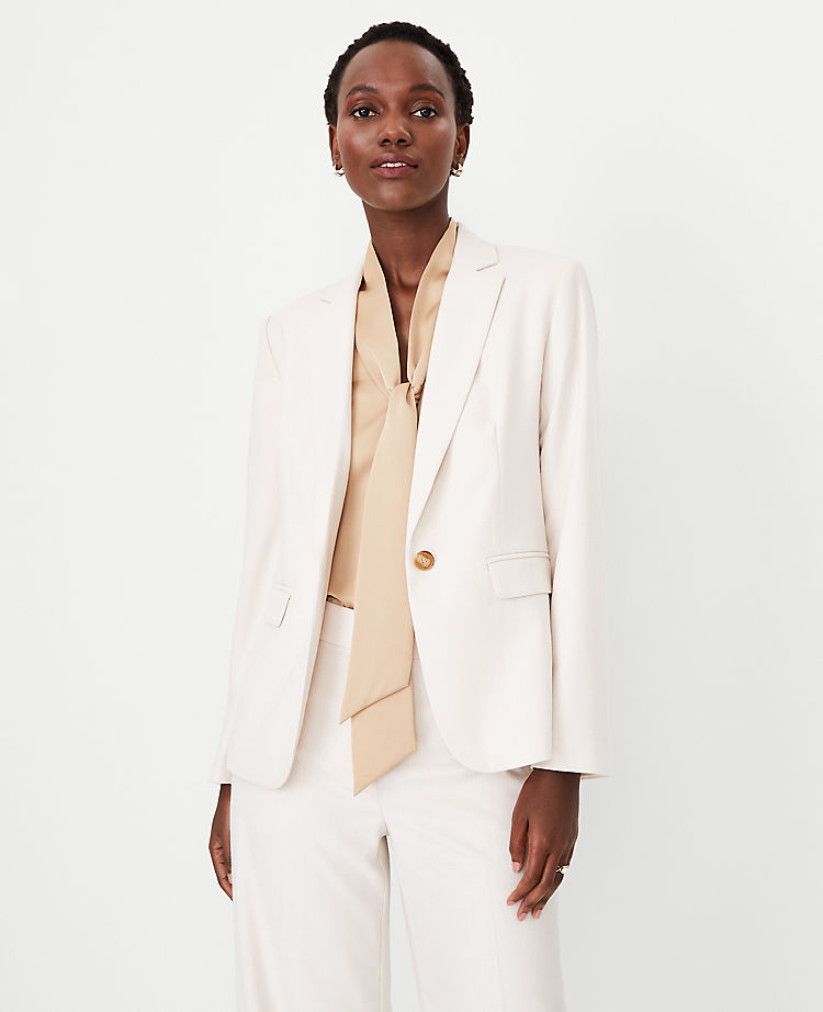 Anntaylor The Notched One Button Blazer in Textured Stretch
