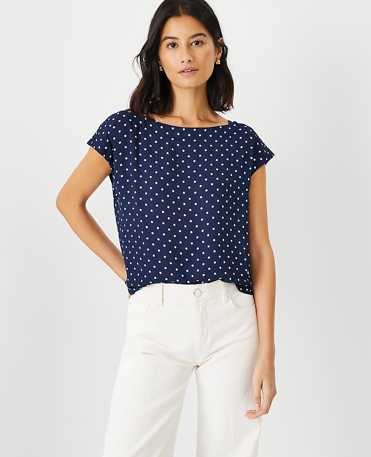 Anntaylor Dotted Boatneck Tee