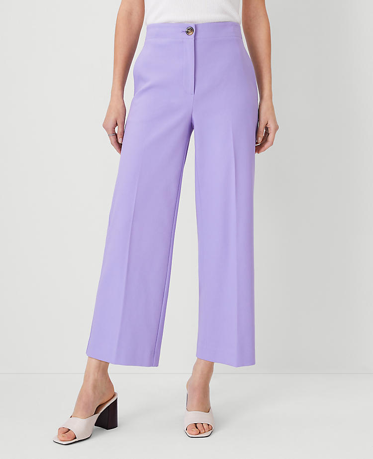Anntaylor The Petite High Rise Kate Wide Leg Crop Pant in Texture - Curvy Fit