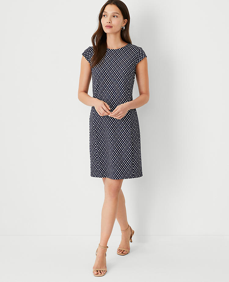 Anntaylor Petite Checked Flare Dress