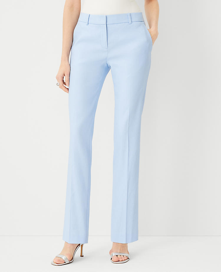 Anntaylor The Petite Mid Rise Straight Pant in Linen Twill