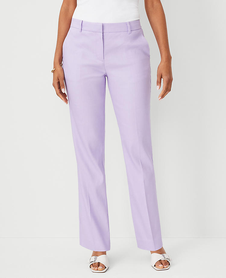 Anntaylor The Petite Mid Rise Sophia Straight Pant in Linen Twill - Curvy Fit