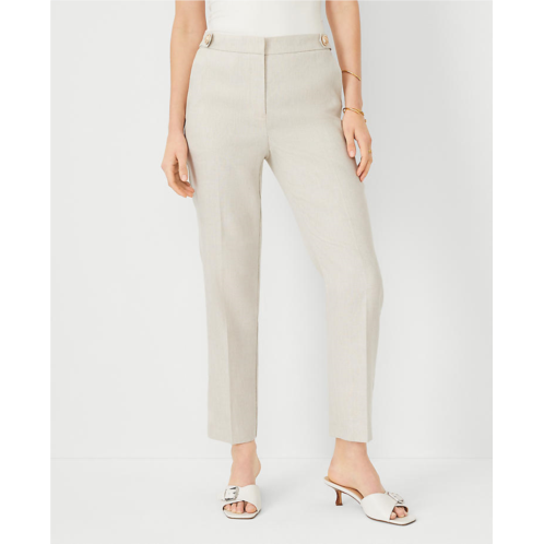 Anntaylor The Petite Button Tab High Rise Eva Ankle Pant in Basketweave Linen Blend - Curvy Fit