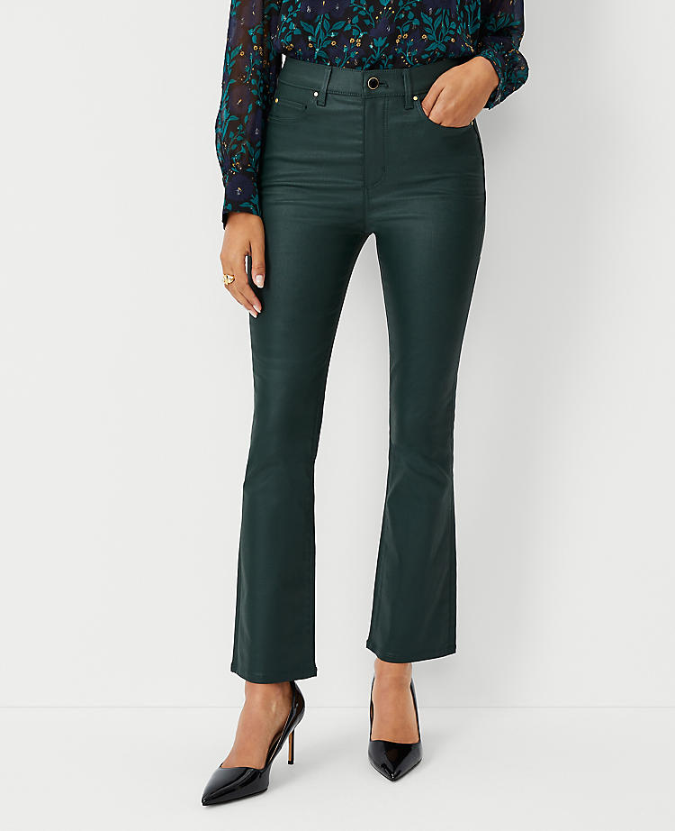 Anntaylor Petite Coated High Rise Boot Crop Jeans in Green