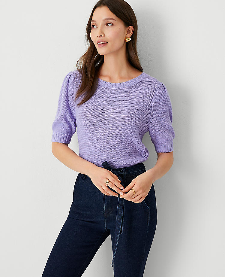 Anntaylor Boatneck Puff Sleeve Sweater Tee