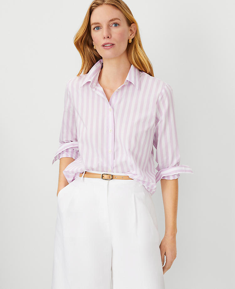 Anntaylor Striped Cotton Relaxed Perfect Shirt