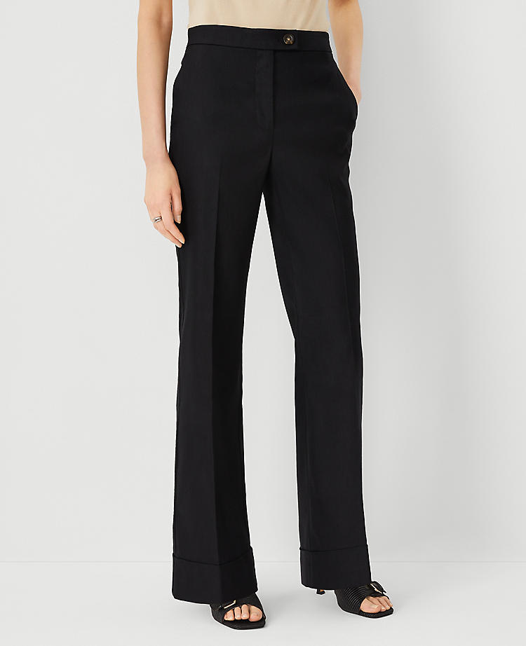 Anntaylor The Petite Tab Waist Cuffed Trouser Pant in Linen Twill
