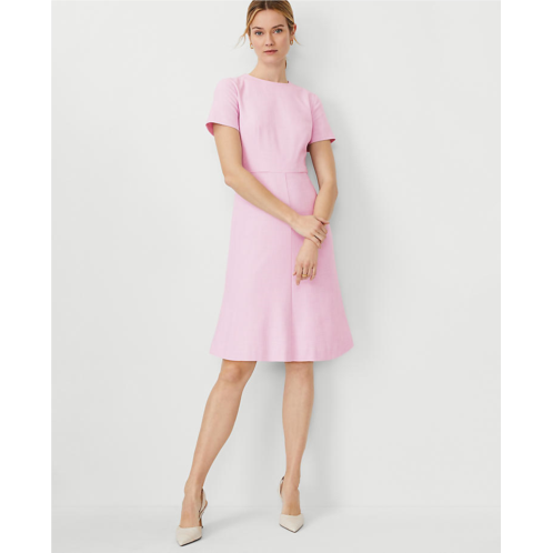 Anntaylor The Petite Crew Neck Flare Dress in Cross Weave