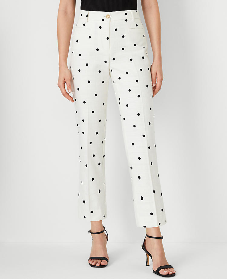 Anntaylor The Petite Cotton Crop Pant in Textured Dot - Curvy Fit