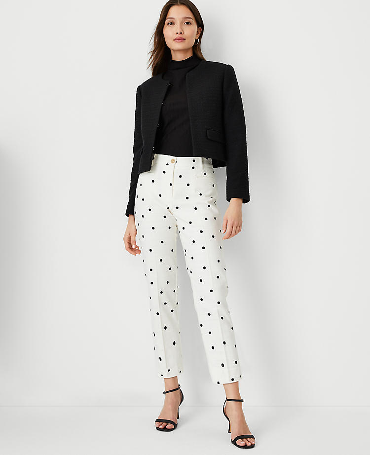 Anntaylor The Petite Cotton Crop Pant in Textured Dot